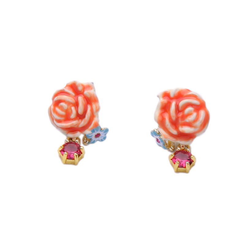 Boucle d'oreille en émail fleur, tendance limitée, Bijoux pour l'été et le printemps, tendance,: flower