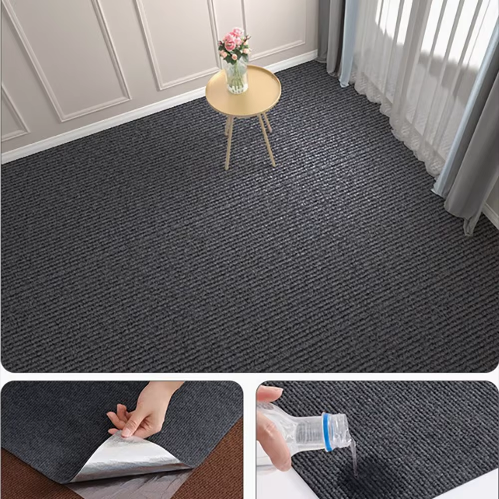 Alfombra de cocina para dormitorio, decoración del hogar con absorción de agua, decoración autoadhesiva para habitación, alfombras de baño, alfombra de Color sólido para sala de estar: 1400mm x 1400mm / Gris
