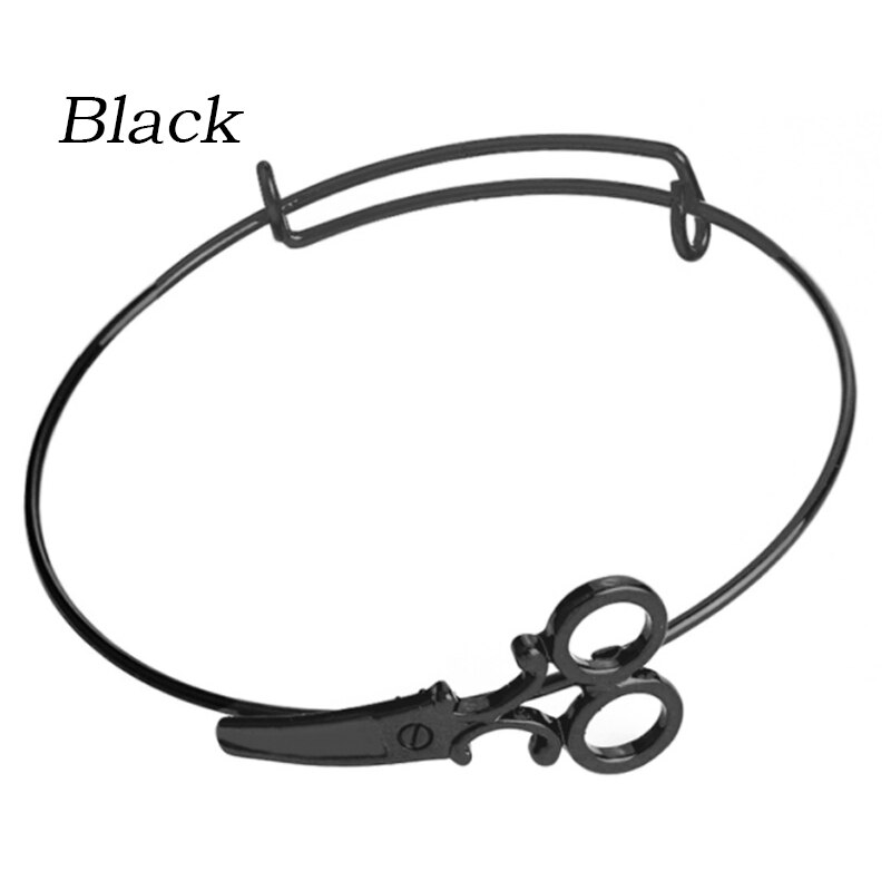 Novo punk tesouras tesoura pulseira cabeleireiro bangle cabelo stylist charme pulseira ajustável novo em jóias acessórios: Black