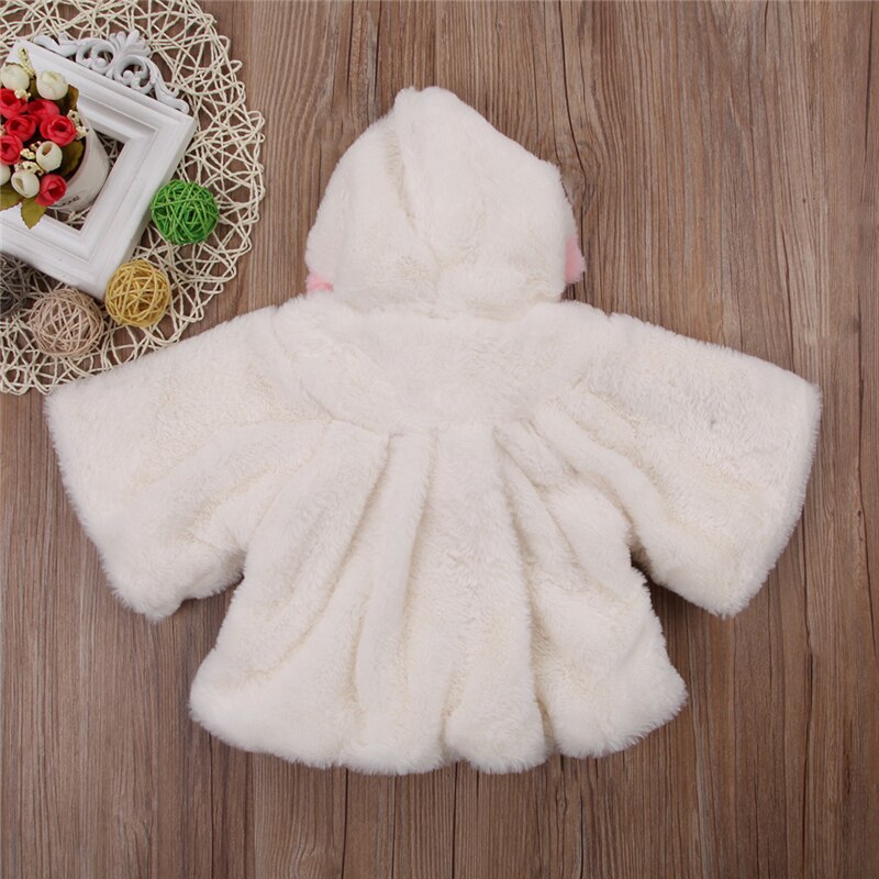 Cute Baby Toddler Girl Warm Fleece Winter 3D Ear Hooded Coat Snowsuits Jacket Cloak Clothes for Girls