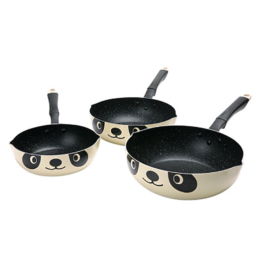 24cm Cute Panda Aluminum Alloy Pot Non-stick Frying Pan Household Kitchen Cookware for Induction Cooker,Gas Stove
