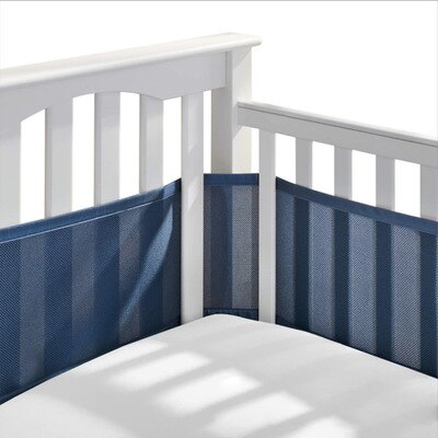 Pasgeboren Baby Bed Bumper Zomer Mesh Bumpers In De Wieg Ademend Cot Bumper Voor Head Protector Baby Beddengoed Set Kamer decor: Dark blue