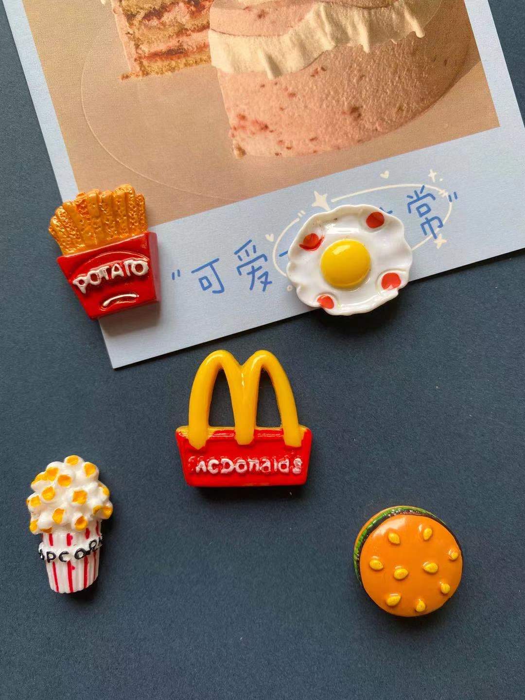 Leuke Frieten Hamburger Cartoon Creatieve Drie-Dimensionale Magnetische Sluiting Koelkast Magneten Magneten Home Decor: 5pcs A