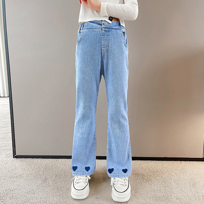 Meisje Losse Jeans En Najaar Collection Kinderen Buitenlandse Stijl Grote Kinderen Kleur Jeans Lange Broek: 170(13-14T)
