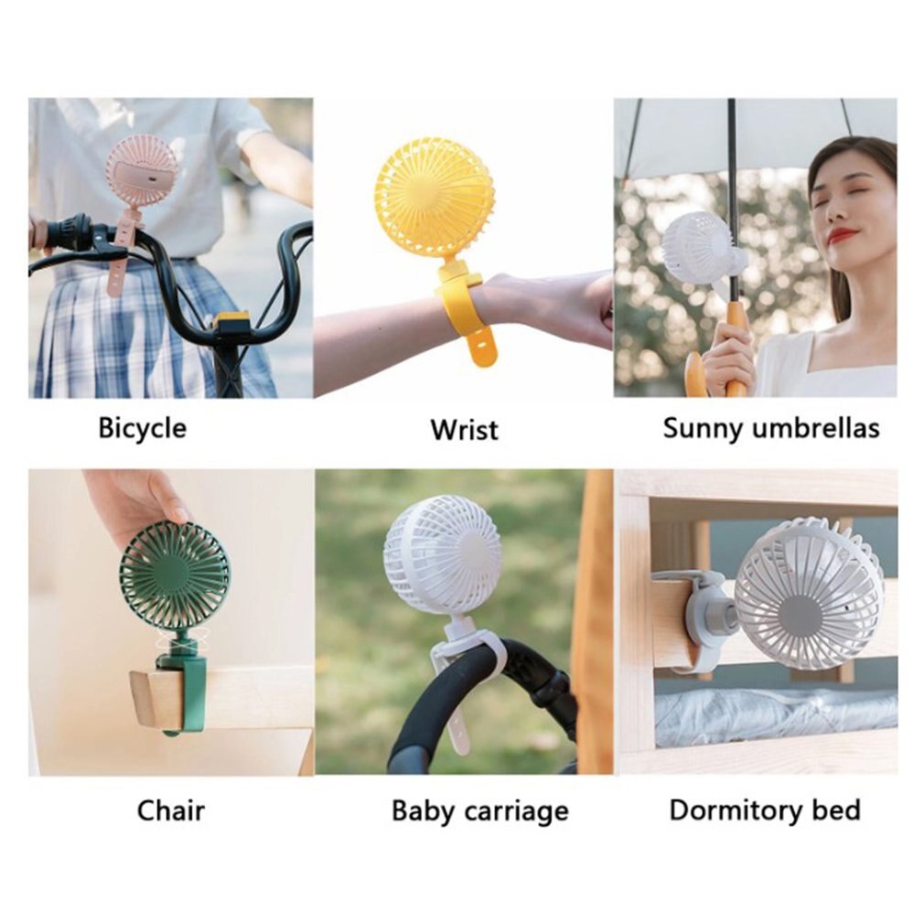 F36 Stroller Bike Fan Mini Portable USB Rechargeable Clip Fan 360 Degree Rotating Outdoor Wrist Fan With Strap With Fragrance