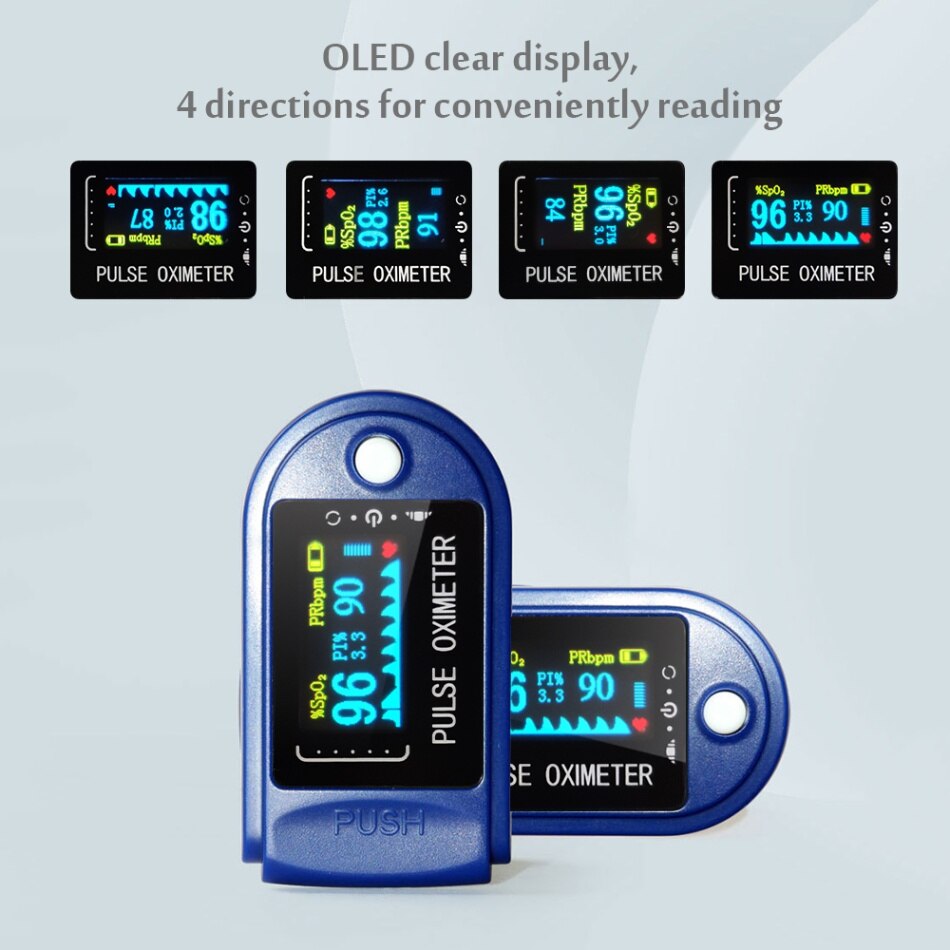 Blood Oxygen Monitor Pulsoxymeter Zuurstofverzadiging Monitor SpO2 Oxymetrie Monitor Oled Oximetry Gezondheidszorg Ox Veilig: type3 blue