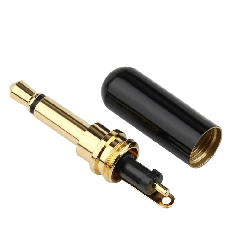 Jack 3.5mm hodetelefonplugg mono hann gullbelegg lydadapter 3.5 hifi høyttaler øretelefon aux loddetrådkontakt