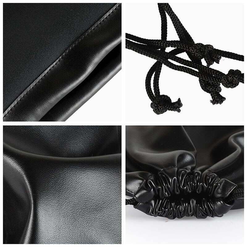 1pc PU Leather Soft Headphone Drawstring Bags Headset Earphone Data Cable Waterproof Storage String Bag Pouch