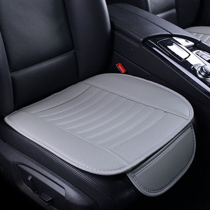 Ultra-luksus bilsædeovertræk fire sæsoner bageste pu læderpude, beskyttelsesmåttepude auto tilbehør universel størrelse: 1 stk front grå