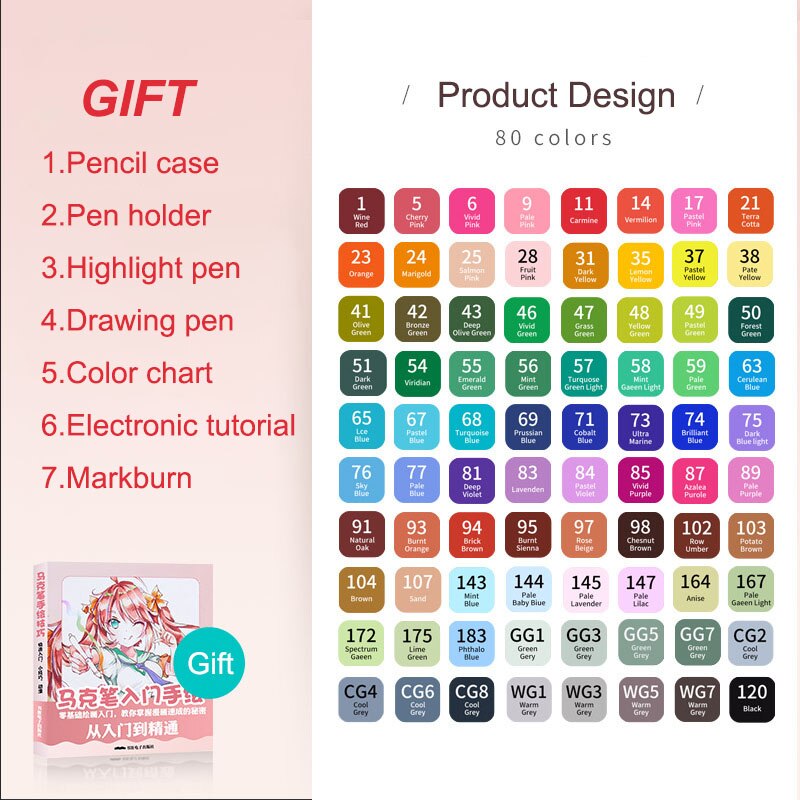 12/24/36/48/60 Colors Dual Tip Fine Liner Art Marker Pens Set Watercolor Drawing Painting Markers Pen Brush Schoo: 80 colors C