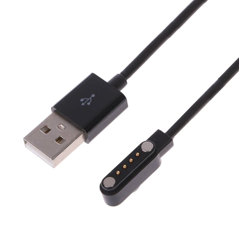 Ladegerät Für KW88 KW18 GT88 G3 Smartwatch USB 4 Stift magnetisch aufladen Kabel: Schwarz 103cm