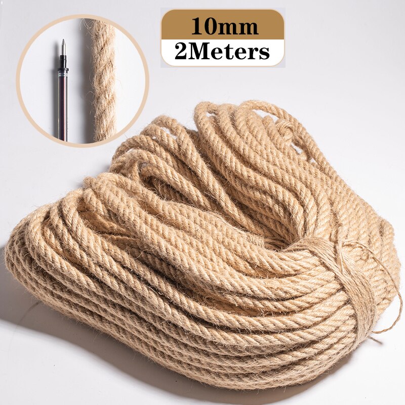 Cuerda de Yute Natural para decoración del hogar, hilo de yute para manualidades, costura hecha a mano, para , Navidad, 1mm-10mm: Jute 10mm 2Meters