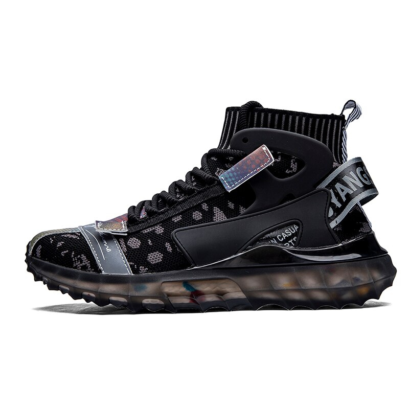 Lente herfst heren sokken hardloopschoenen zwarte jeugd sneaker voor heren hoge sokken heren joggingsneakers heren: Zwart / 10