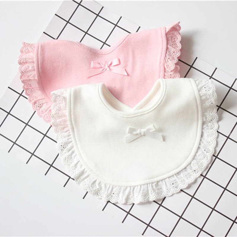 2020New Cotton Lace princess Baby Slabbetjes Bowknot Burp cloth toddler Bibs Pink White Girls Lovely Infant Saliva Towels Bibs