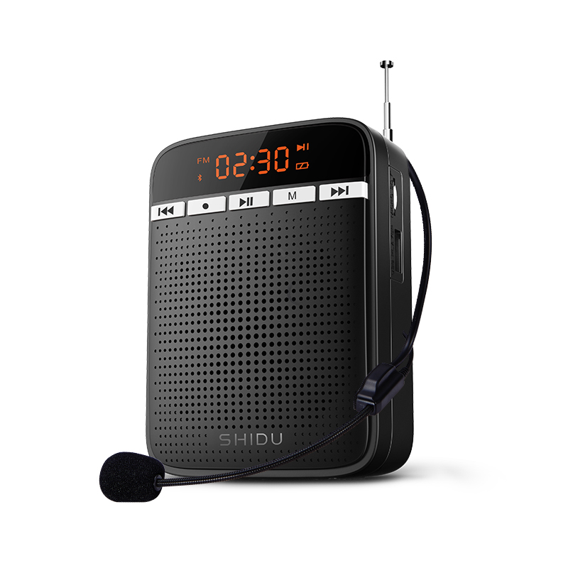 Multifonction mégaphone filaire micro Bluetooth FM radio enregistrement professeur Portable amplificateur vocal: Black