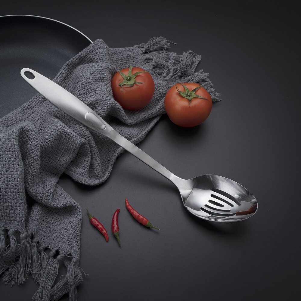 Slotted Turner Cookware High Grade #430 Stainless Steel Skimmer Slotted Spoon Soup Ladle Fork Kitchen Accessories Cooking Tool: Slotted spoon