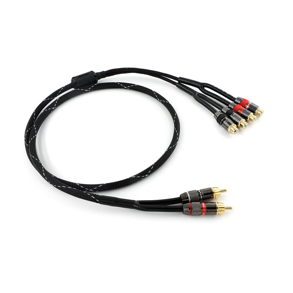 Rca Plug Splitter Stereo Audio Video Kabel 2 Mannelijke Naar 4 Vrouwelijke Dual Speaker Y Adapter Verlengsnoer 1 Ingang 2 Uitgang