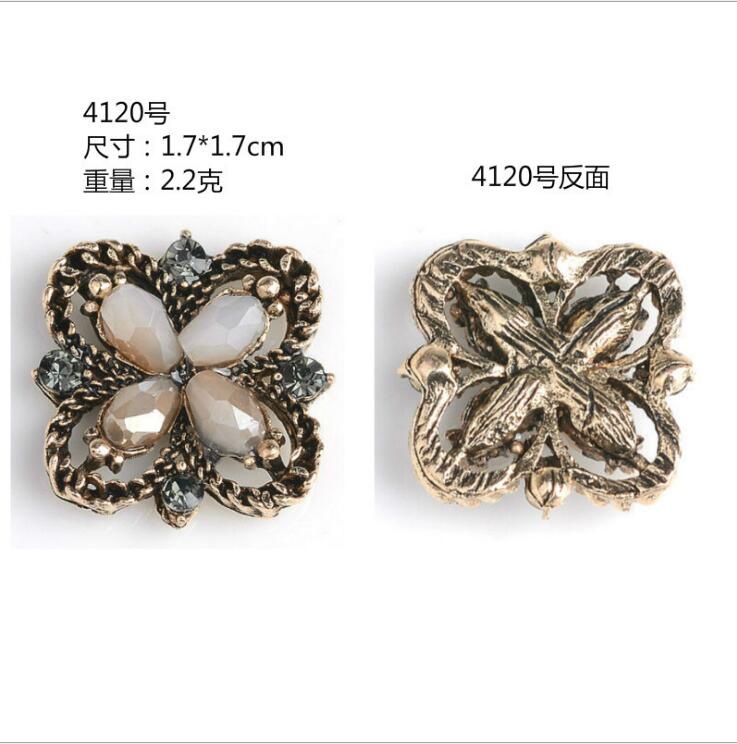 10 st/lot antika guldlegeringsknappar platt bak rhinestone embellishmen knappar gör-det-själv-tillbehör