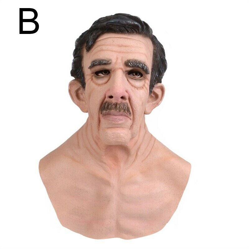 Vieil homme Hallowen masque réaliste Latex Halloween Costume accessoires de fête masques casque M09: b