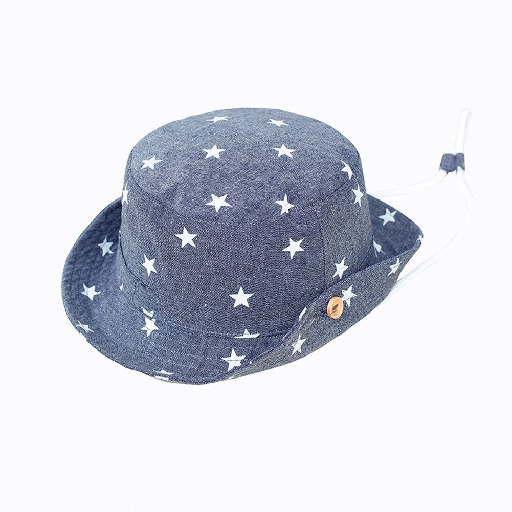Zomer Jongens Meisjes Baby Baby Zon Bescherming Ster Gedrukt Trekkoord Zachte Emmer Casual Mode All-Match Kids Hat Cap