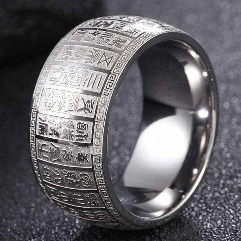 Overnaturlig herre #39 signet bred tommelfingerring udskåret gammel af kinesisk buddha skrift ringe til mænd solomon taoisme ring