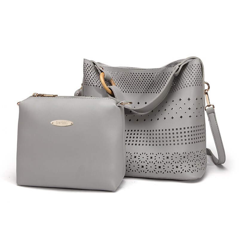 Hollow Out Women Shoulder Bag Female Composite Bag Ladies PU Leather Messenger Bag Women Famous Bags sac a main: Gray