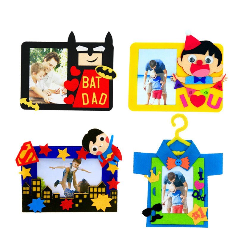 Fotolijst Maken Van Vilt 4 Ontwerpen Vilt Materiaal DIY Pakket Naaien Ambachtelijke Kunst Handwerk Voelde Applique Ornament Kit Voor kinderen