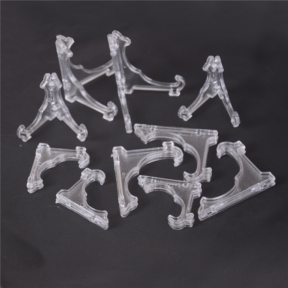 5 st / parti 5.7cm/4.2cm mini clear plastice mynt medalj pärla badge golf vykort stafflar mynt display stativ plattan hållare