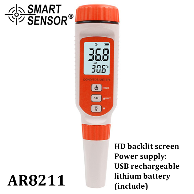Digital Water Detector Conductivity Analyzer Meter Dissolved Solid TDS/COND TEMP Temperature Tester Total: AR8211