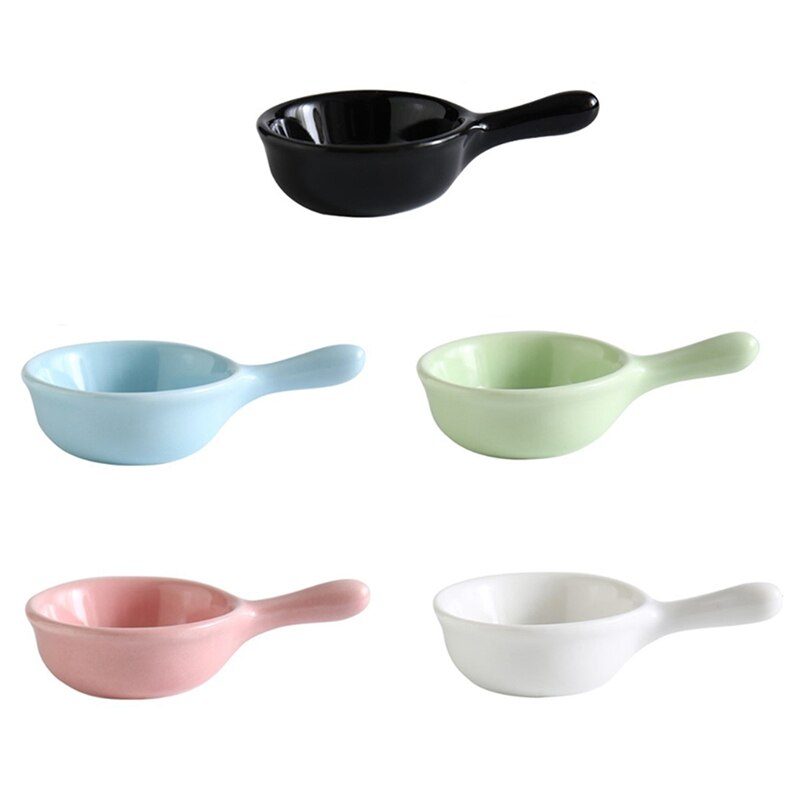 1 Pcs Mini Handle Ceramic Small Dishware Cute Soy Sauce Vinegar Snack Dish Tableware For Home Kitchen Supplies