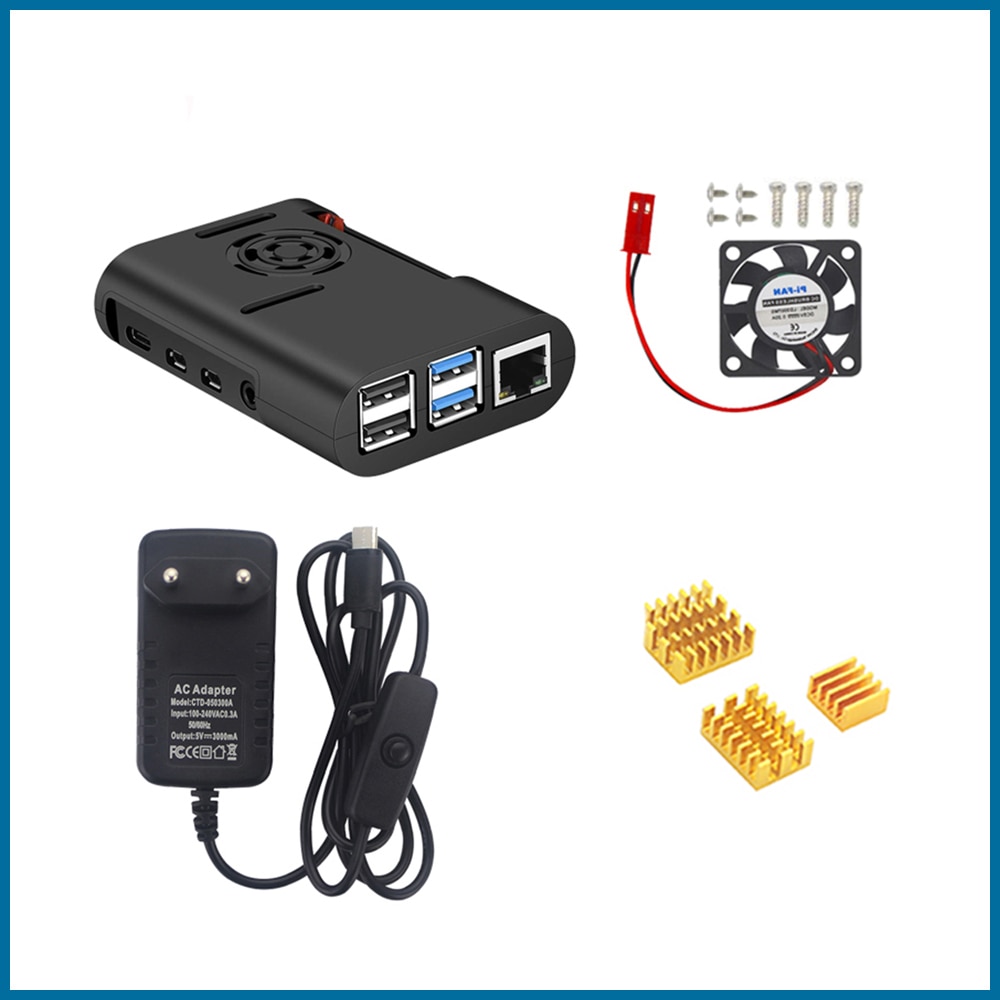 S ROBOT Raspberry Pi 4 ABS housing black plastic box housing with cooling fan cooler for Raspberry Pi 4 Model B Pi 4B RPI158