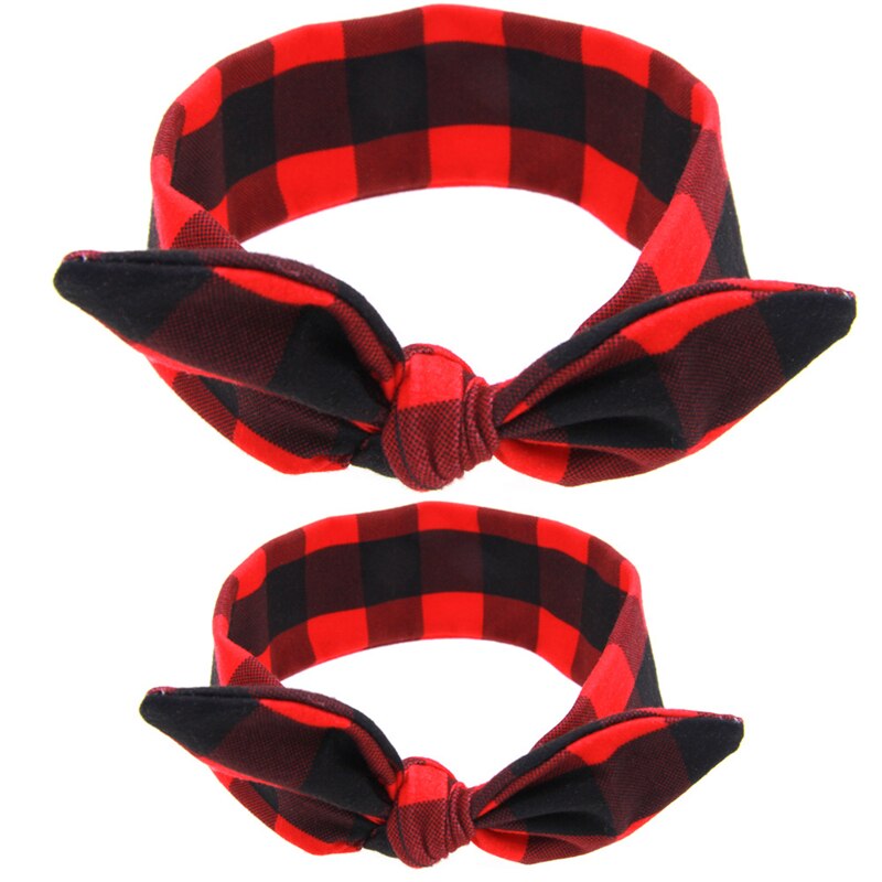 Blumen-haarreif für murmeln und Art, murmeln-tochter-haarreif-einstellen, haarreif mit knoten, hasenohren-haaraccessoires, kmha 03: Kmha 03- rotes Raster