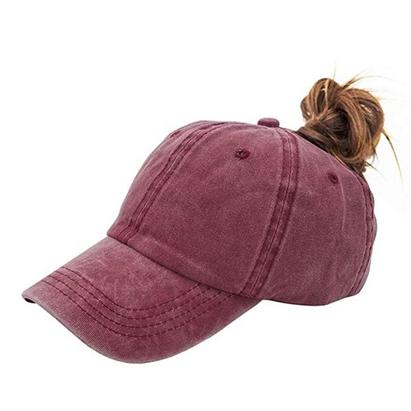 Paardenstaart Baseball Cap Voor Vrouwen Snapback Baseball Hoed Wassen Hoeden Vrouwelijke Sport Caps Effen Kleur Bone Gorras: brick red