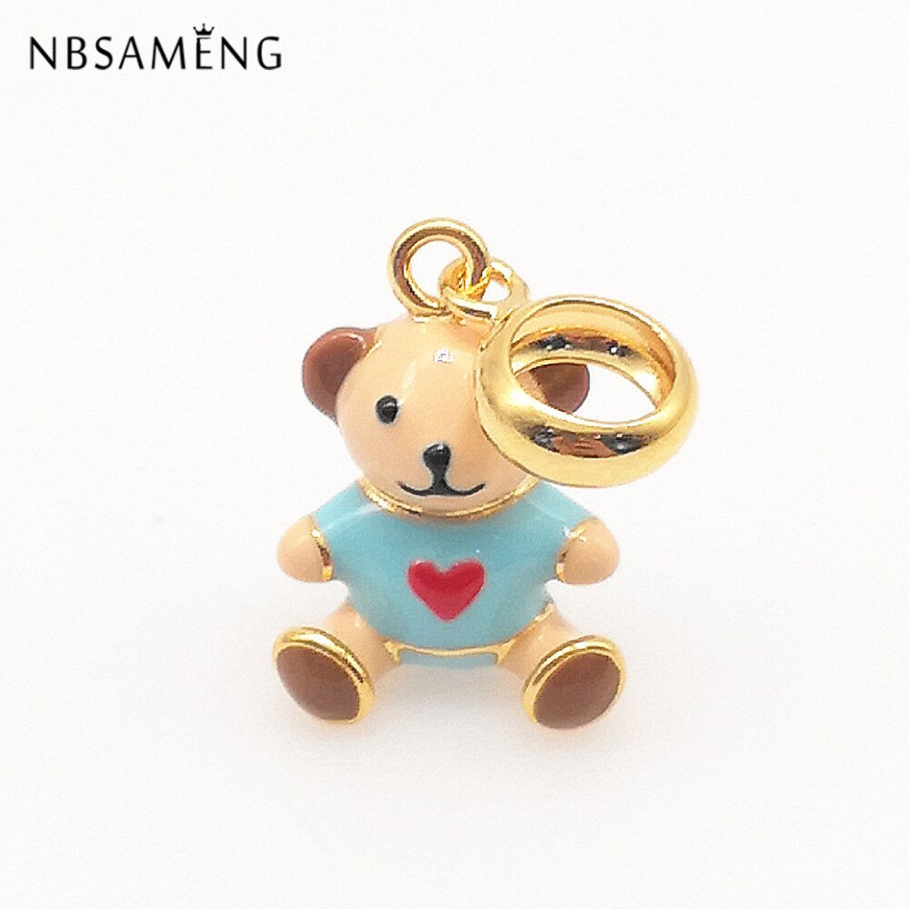 Authentieke 100% 925 Sterling Silver Bead Charm Beer Speelgoed Hanger Charms Goud Kleur Fit Armbanden Vrouwen Diy Sieraden