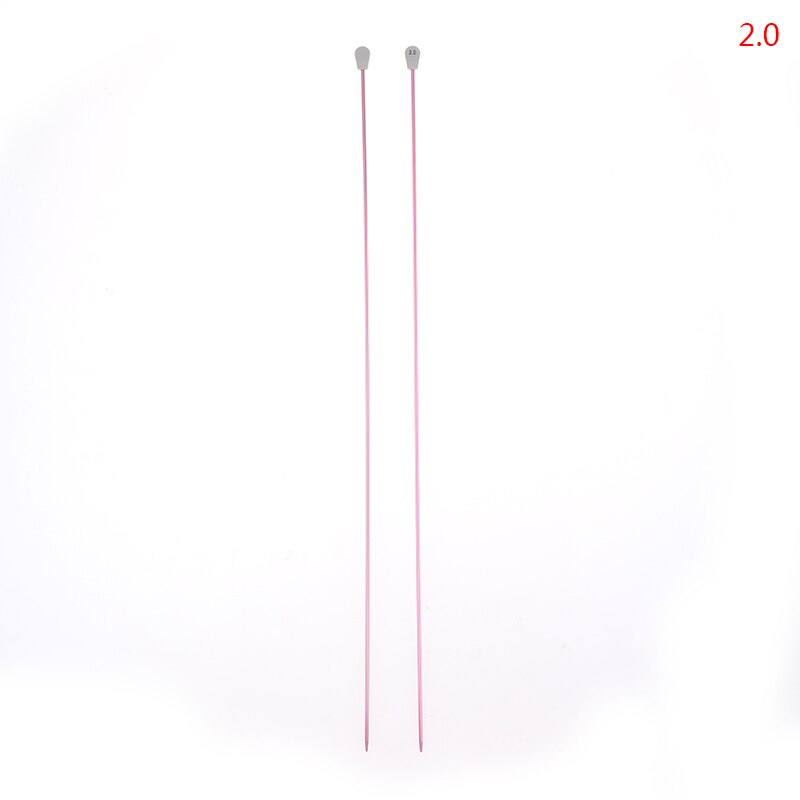 2 stuks/set enkelpuntige breinaalden spelden rechte aluminium diy weefgereedschap lange trui sjaal naald: A