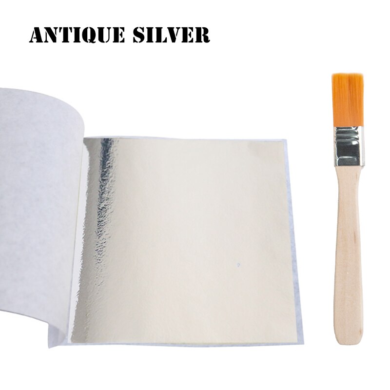 Aomily 8x8.5cm 10 Sheets Practical K Pure Shiny Gold Leaf for Gilding Funiture Lines Wall Crafts Handicrafts Gilding Decoration: Antique Silver