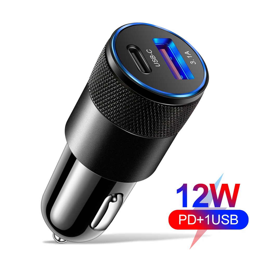 Car Charger USB Type C PD Dual Port QC 3.0 Fast Charging For iphone13 12 Huawei Xiaomi 12 Samsung S21 USB-C Mobile Phone Charger