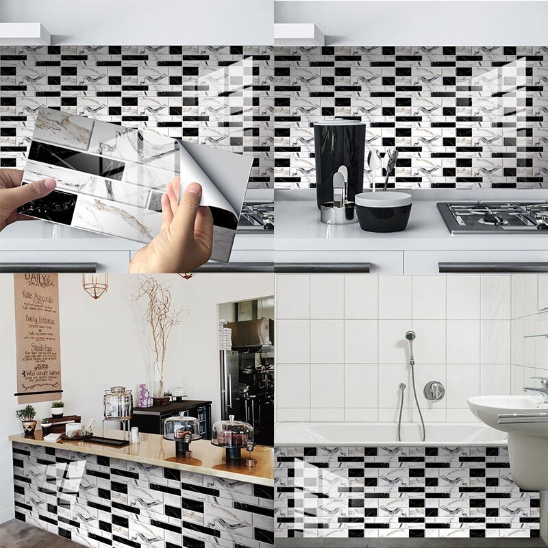 12 Stuks Floor Stickers Zelfklevende Badkamer Keuken Tegel Stickers Decoratieve Waterdichte Antislip Dikke Slijtvaste