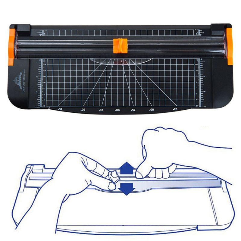 Paper Cutter Trimmer Jielisi 909-5 A4 Guillotine Ruler Paper Cutter Trimmer Cutter Black-Orange