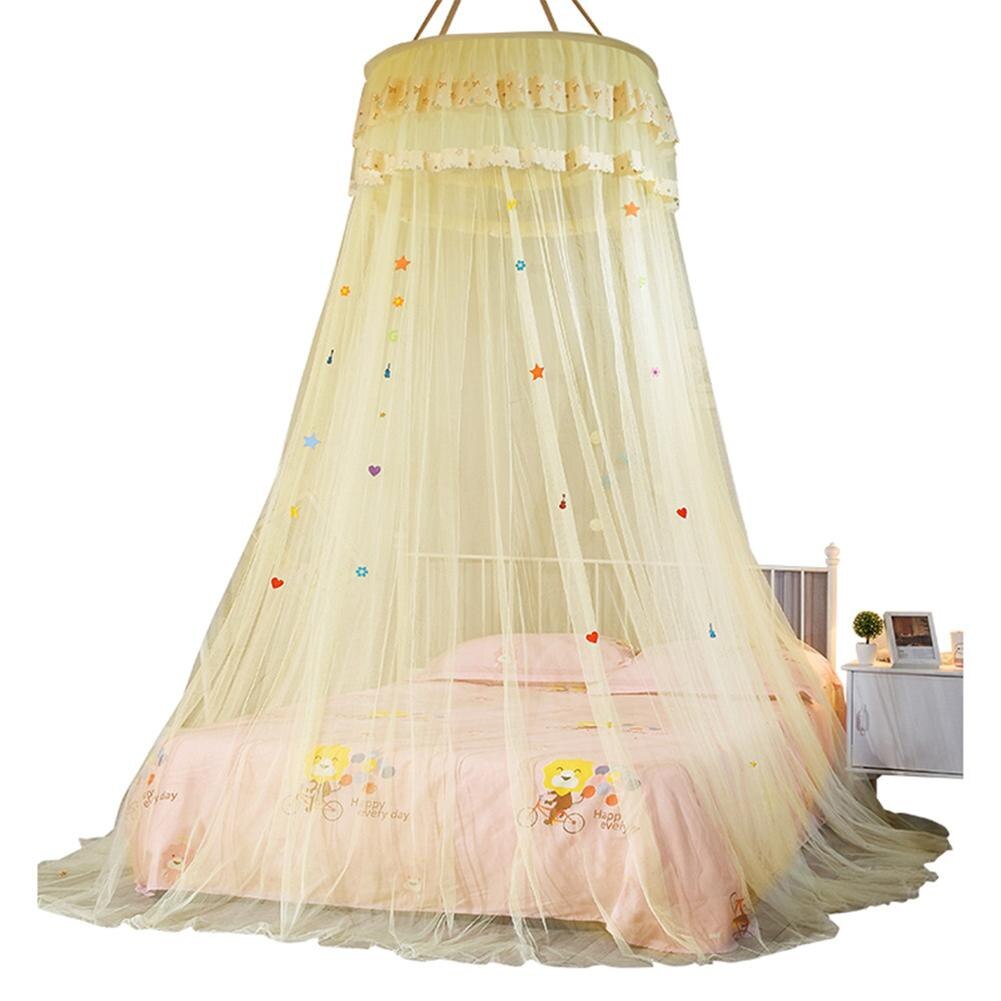 Kuppel Decke Spitze Bett Baldachin Prinzessin Kind Zimmer Moskito Netz Bett Volant Boden-Länge Kuppel Hängen Vorhang Foto Requisiten: Gelb