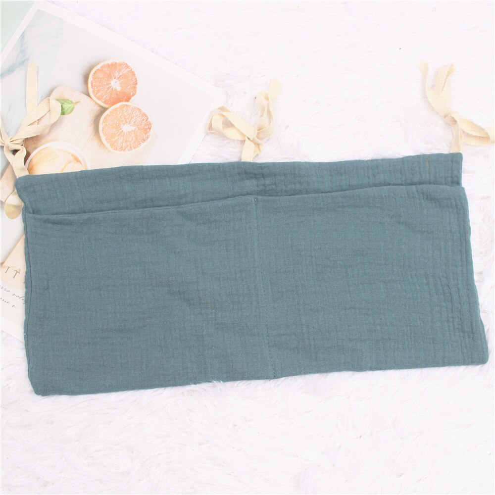 Sac de rangement multifonctionnel pour berceau, sac suspendu en tissu de gaze de coton, sac à roulettes en treillis, bouteille Moar, poche de rangement de jouets pour berceau: 1