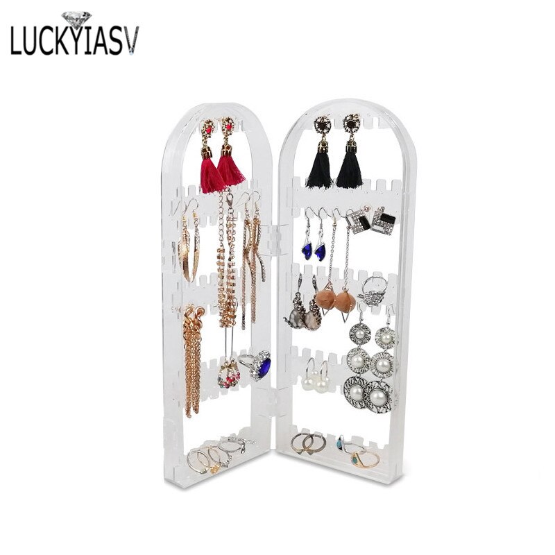 Black 120/180/240/300/360 holes Plastic Earrings Studs Display Rack Folding Screen Earring Jewelry Display Holder Storage Box: 2C-120 holes