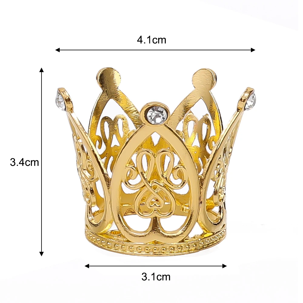 30/1Pcs Gold Crown Cake Topper Mini Pearl Tiara Crown Cupcake Topper For Flower Bouquets Baby Shower Birthday Party Decoration