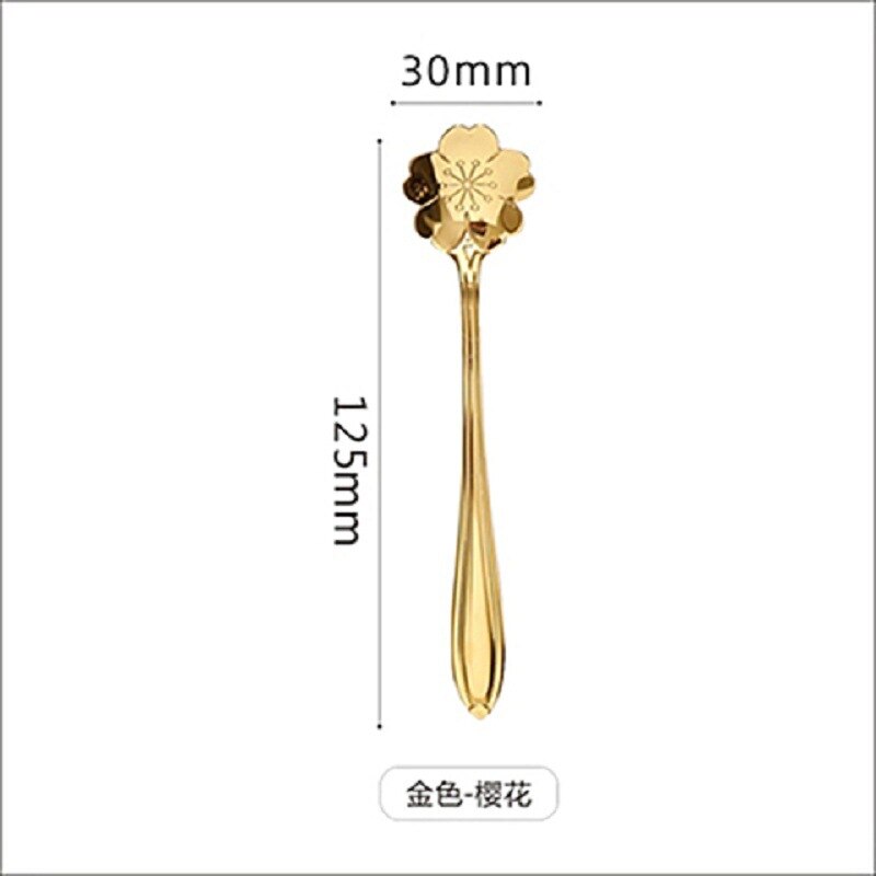 Cuillère à glace en forme de fleur de cerisier, petite poignée, créative et pratique, en acier inoxydable, en titane: 6