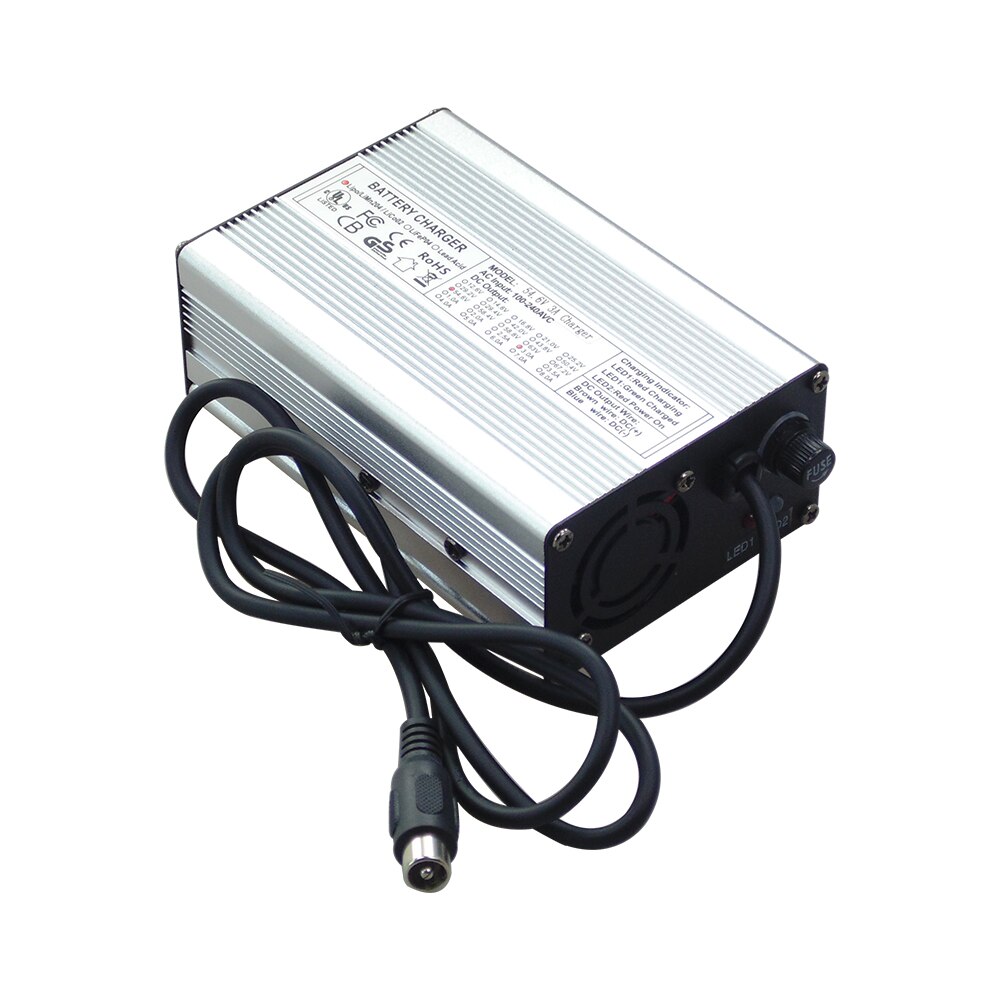 AC 110v/220V DC output 54.6v 2A 3A 4A li-ion battery charger 13S 48V battery charger with fan
