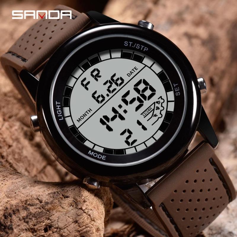 SANDA Sport Watch Men Digital Watch Alarm Chronograph Countdown LED Watches 50m Waterproof Wristwatch Clock Relogio digital