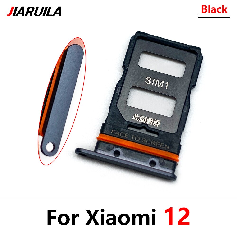 Sim Card Slot Lade Houder Voor Xiaomi Mi 11 Sd-kaart Lade Houder Met Vervanging Tools Voor Xiaomi Mi 11 lite Mi11 Pro Sim Tray: Mi 12 Black