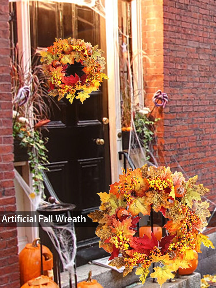 Krans dør høstkrans jul takksigelse krans vindu restaurant hjem lønneblad dekorasjon ornamenter anheng