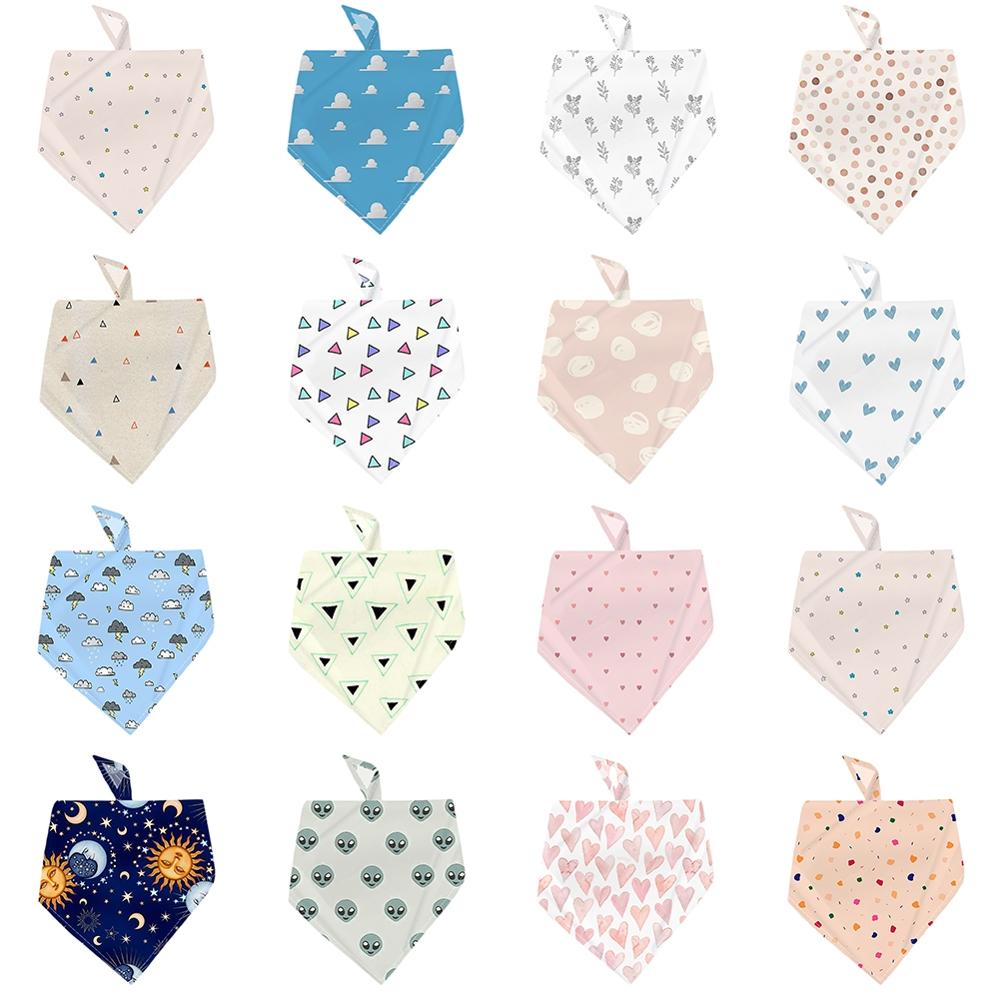 Collier bandana ajustable à 15 styles pour chiot, chat, chien, motifs géométriques, foulard