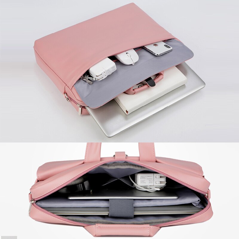 Laptop computer aktetas dames pu leer 15.6- inch schattige roze dames notebooktas waterdicht